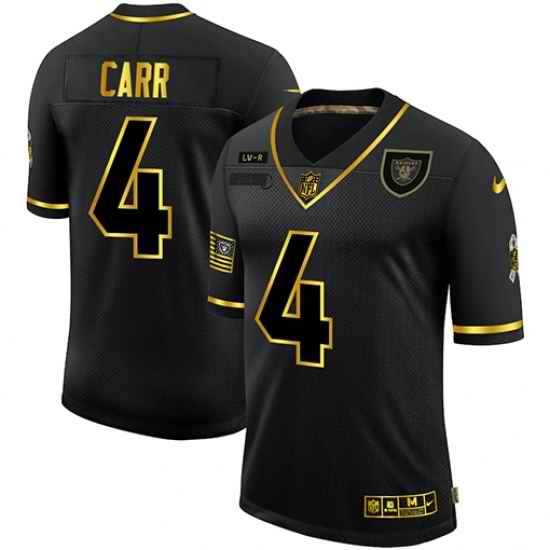 Nike Las Vegas Raiders 4 Derek Carr Black Gold 2020 Salute To Service Limited Jersey